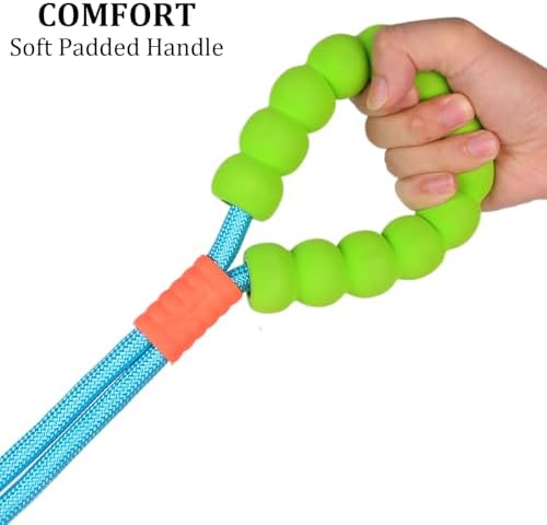 JSXD 5 FT Heavy Duty Dog Training Leash - Double Handle Comfortable Padded Hands Free, Adjustable Crossbody Waist for Small Medium Large Dogs (Blue) - Image 3