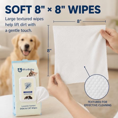 8" x 8" Dog Wipes for Paws and Butt, Lavender, 400 Count - Image 5