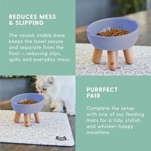 The Cat Ladies Tilted Ceramic Cat Bowl - Elevated Food Bowls Ceramic Pet Bowl - Raised Ceramics Bowls - Elevated & Tilted Design for Comfortable Eating - Dishwasher Safe - Wide Opening - Image 5