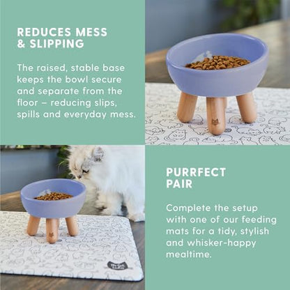 The Cat Ladies Tilted Ceramic Cat Bowl - Elevated Food Bowls Ceramic Pet Bowl - Raised Ceramics Bowls - Elevated & Tilted Design for Comfortable Eating - Dishwasher Safe - Wide Opening - Image 5