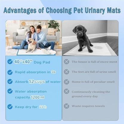 Puppy Pee Pads for Dogs 40"x40" 40 Count, Extra Large Dog Pee Pads, Leak-Proof & Super Absorbent Dog Pee Pads, Thicken Disposable Potty Pads Puppy Training Pads for Cats Rabbits - Image 6