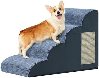 Ahpmeoa Dog Stairs for Small Dogs 19.7" H, Dog Ramp for Bed, 4-Step, Navy by Ahpmeoa