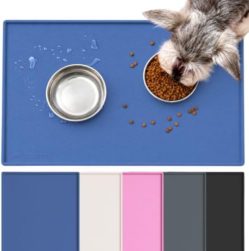 Extra Large Dog Food Mat, Food-Grade Silicone Mat, 24x16, Blue by Petinstinct