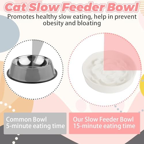 Small Slow Feeder Cat Bowls 4PCS Anti-Choking Puzzle Slow Feeding Dog Bowls with Non-Slip Base, Interactive Slow Feeder for Small Breeds, Bloat Prevention Maze Dish, 1 Cup Capacity - Image 4