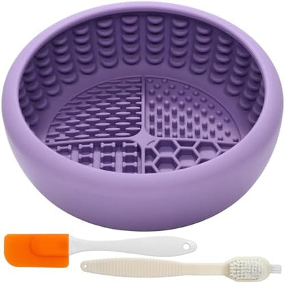 Dog Lick Bowl with Brush and Scraper, Anxiety Relief Lick Mat for Dogs, Non-Slip Freeze Licking Bowl Enrichment Puzzle Feeder for Distraction, BPA Free Silicone, Dishwasher Safe by KASBAH