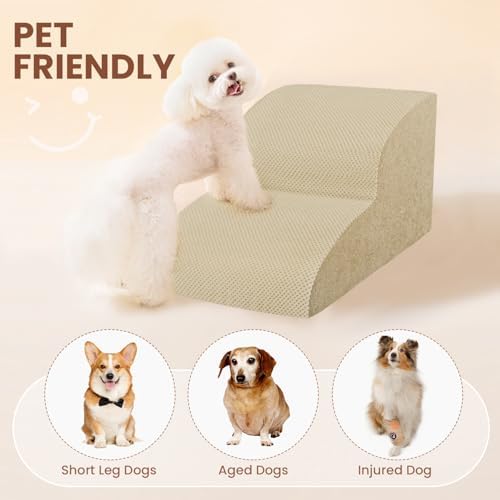 Dog Stairs for Small Dogs, High Density Foam Dog Steps, Extra Wide Non-Slip Pet Ramp for High Beds Or Couch, Soft Doggie Ladder for Dogs Injured, Older Pets, Small Cats - Image 6
