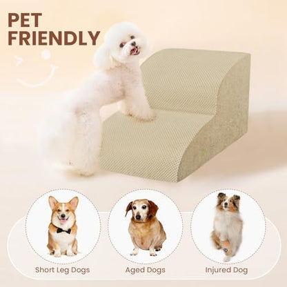 Dog Stairs for Small Dogs, High Density Foam Dog Steps, Extra Wide Non-Slip Pet Ramp for High Beds Or Couch, Soft Doggie Ladder for Dogs Injured, Older Pets, Small Cats - Image 6