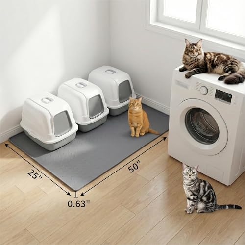 XL Cat Litter Mat: Premium Silicone Waterproof Litter Box Mat with 0.63" High Raised Edges - Non-Slip, Easy to Clean, Soft on Paws Floor Protector for Scatter Control - Image 6