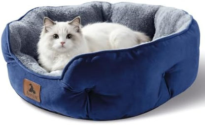 Asvin Small Dog Bed for Small Dogs, Cat Beds for Indoor Cats, Pet Bed for Puppy and Kitty, Extra Soft & Machine Washable with Anti-Slip & Water-Resistant Oxford Bottom, Blue, 20 inches - Image 2