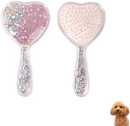 Small Soft Dog Grooming Brush Pet Massage Hair Brush-Glitter Pink by DEEUCHIS