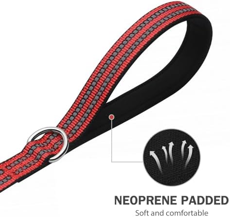 Hikiko 4FT Double Handle Traffic Dog Leash Reflective,Red - Image 4