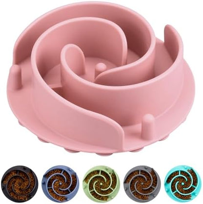 Slow Feeder Dog Bowls Insert, Bestalk Soft Silicone Slow Eating Feeder Insert with Suction Cups for Small, Medium and Large Dogs, Fit into Basic and Elevated Dog Bowls, Pink by BESTALK