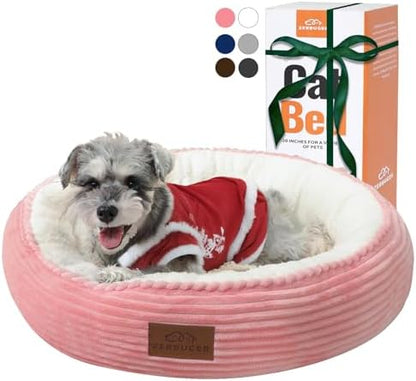 Zerbuger 23in Pink Round Dog Bed Sofa for Dogs Cats, Machine Washable by Zerbuger