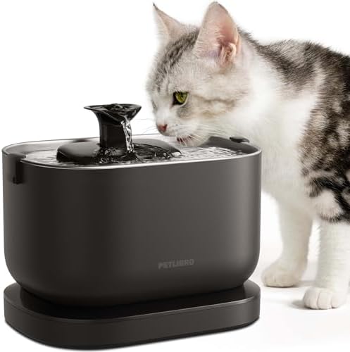 PETLIBRO Dockstream 1 Cat Water Fountain, Cat Fountain with Stainless Steel Tray, 2.5L/84oz Water Fountains for Cats Indoor, Cordless Pet Water Fountain Battery Operated, Easy to Clean BPA-Free by Unknown