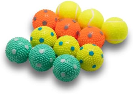 Dog Balls 12 Pcak, 9 Latex Balls and 3 Tennis Balls for Small Dogs and Puppies for Automatic Dog Ball Launcher(2 Inches) by HOME