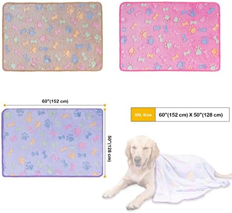 Dono 1 Pack 3 Dog Blankets, Soft Fluffy Fleece Pet Blanket Warm Sleep Mat Paw Print Design Puppy Kitten Throw Blankets Doggy Blanket for Dogs - Image 3