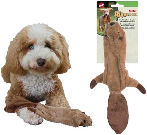 SPOT Skinneeez Beaver Dog Toy – 14" Stuffing-Free Plush Squeaky Dog Toy, Durable Interactive Toy for Small & Medium Dogs, Light to Moderate Chewers, Mess-Free Play by SPOT