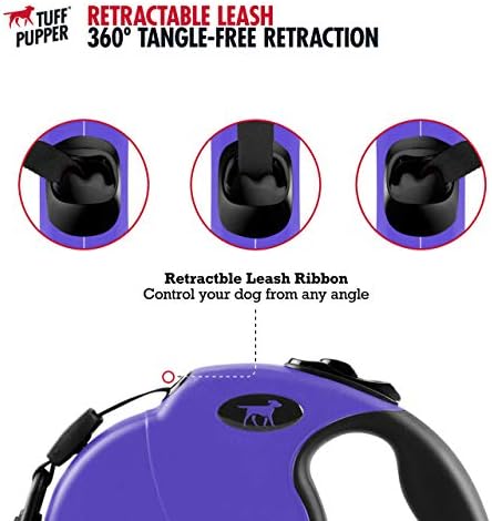 Tuff Pupper Heavy Duty Retractable Dog Leash | 16 ft Dog Leash with Reflective Stitching for Nighttime Safety | One Button Lock and Release | Comfortable Hand Grip | for Dogs Up to 120 lbs - Image 4