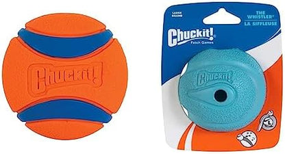 Chuckit! Ultra Ball and The Whistler Ball Dog Toys, Large (3.0 and 3.0 Inch Diameter) for Dogs 60-100 lbs by Unknown