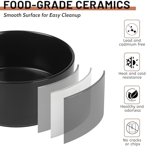 Ceramic Dog Bowls, Non Slip Dog Food and Water Bowl with Silicone Base, Heavy Pet Feeding Bowl for Small, Medium, and Big Dogs (Black, 6 Inches) - Image 4
