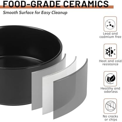 Ceramic Dog Bowls, Non Slip Dog Food and Water Bowl with Silicone Base, Heavy Pet Feeding Bowl for Small, Medium, and Big Dogs (Black, 6 Inches) - Image 4