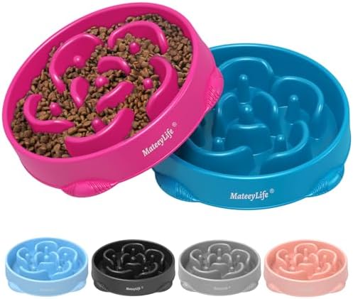 MateeyLife 2-Pack Slow Feeder Dog Bowls, 4 Cups, Dog Puzzle Feeder Bowl by MateeyLife