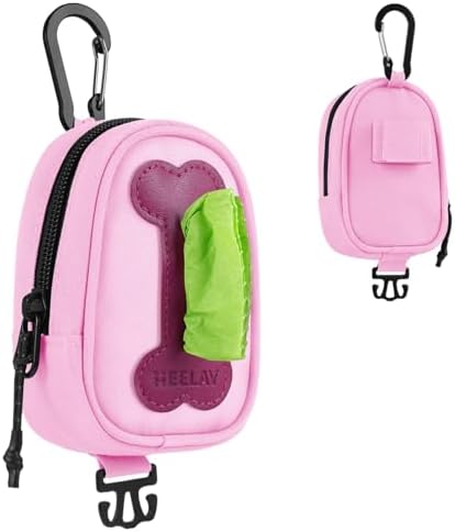 Dog Poop Bag Holder for Various Leashes,Hands Free Dog Bags Holder with Hook loop/Carabiner Clip,Bags Rolls Holder-Large Capacity,Dogs Walking,EXCLUDED by HeelayHappyEveryDay