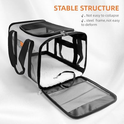 YUNIQUE Soft-Sided Cat & Dog Carrier for Pets Up to 15 Lbs, Airline Approved Collapsible Travel Puppy Carrier with Lightweight Fabric Design (Grey) - Image 4