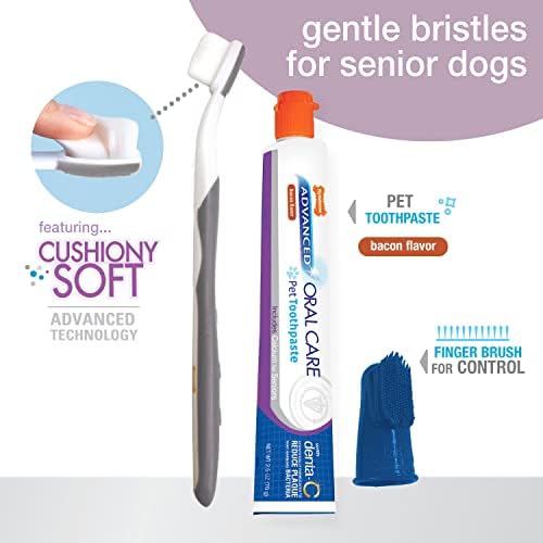 Nylabone Advanced Oral Care Senior Dog Dental Kit with Cushiony Soft-Bristle Toothbrush Bacon (3 Count) - Image 3