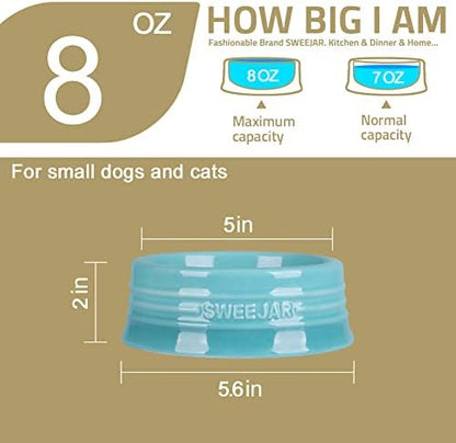 Sweejar Gradient Dog Bowl, Ceramic Dog Food Dish for Puppy and Kitten, Porcelain Pet Bowl for Food and Water 8 oz (Gradient Navy) - Image 4