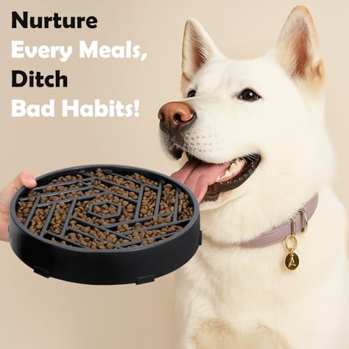 TOBYTO Slow Feeder Dog Bowls Large Medium Breed,Anti-Choking Slow Eating Dog Food Bowl,Non Slip Pet Slower Food Feeding Bowls Large Puzzle Slow Feeder Bloat Stop Maze Dog Dishes,Black - Image 6