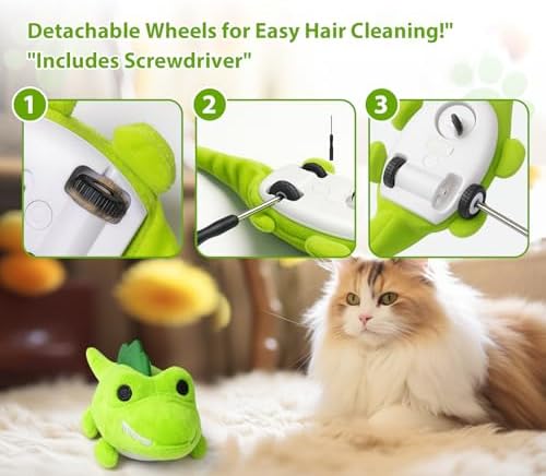 Interactive Cat Toys for Indoor Cats – Auto Moving Alligator with 360° Random Movement & Tail Wagging, Rechargeable Cat Exercise Toy with Catnip, Self-Play Fun for Bored Adult Cats-Green - Image 6
