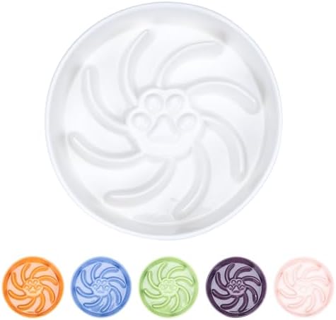 Ceramic Slow Feeder Dog Bowl, 3 Cup Dog Food or 25oz Water, Slow Eating Bowl for Middle Breed, Maze Puzzle Feeder for Fast Eaters, Anti-Choking Stop Bloat, Non-Slip BPA Free (White) by FancyLemon