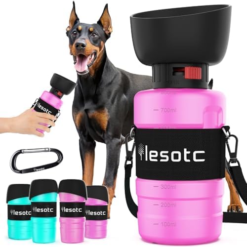 lesotc Dog Water Bottle, Portable Water Dispenser with Bowl, Leak Proof Pet Travel Water Bottle Puppy Essentials Doggie Stuff Accessories for Outdoor Walking, Hiking, Camping by lesotcbrand