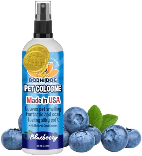 Bodhi Dog Premium Dog Cologne - Deodorizing Dog Perfume & Conditioner for Dogs & Cats - Natural Long Lasting Spray - Keeps Pets Fresh All Day - Gentle & Safe Formula, Made in USA (Blueberry 8 Fl Oz) by BodhiDog