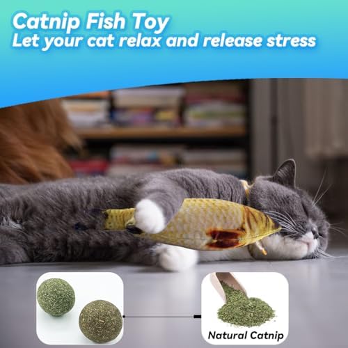 Cat Toys 27 Packs Combo Set, Cat Catnip Fish and Ball Toy, Cat Bell Balls Crinkle Balls, Cat Spring Toys, Plush Mices Attract Cats to Swat, Bite, Hunt, Interactive Toys - Image 3