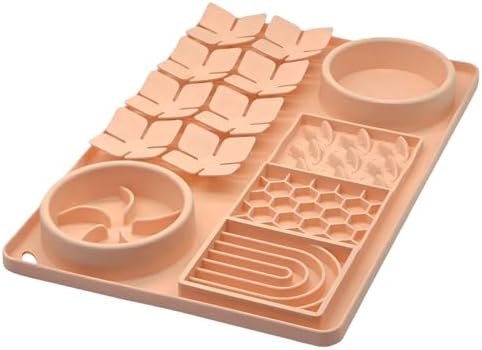Slow Feeder Bowl, Silicone Lick Mat with Suction Cups for Dog Cat, Snuffle Mat for Pet Smell Training, Puzzle Toys for Bored Puppy,Interactive Sniff Mat for Slow Eating & Keep Busy,Creamy Peach by Unknown