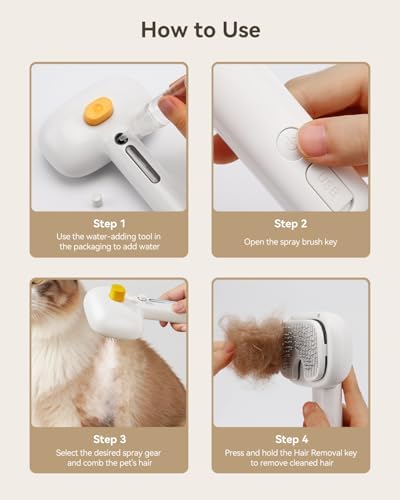 ROJECO 3-in-1 Pet Steam Brush,Spray Hair Removal Detangling Comb - Image 3
