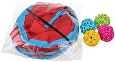 emours Cat Play Cube Collapsible Tunnel Cat House Toys,with 4 Balls, Red - Image 7