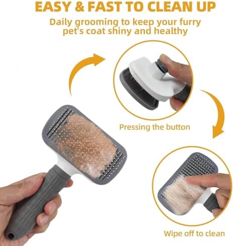 Dog Brush for Shedding,9 PCS in One Pet Slicker Hair Brush Kit with Pet Nail Clipper and File - Dog Cat Grooming Deshedding Undercoat Rake Brush Comb for All Small Large Dogs Cats Grey - Image 3