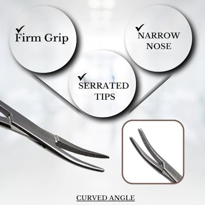 HTI Dog CAT PET Hair Puller Remover Stainless Steel Hemostat Locking Forceps 5.5" Curved Full Serrated (Gold Handle) - Image 3