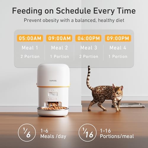Yuposl Automatic Cat Feeders - 2L Cat Food Dispenser Easy to Use, Timed Automatic Pet Feeder with Over 180-day Battery Life, 1-6 Meals Dry Food Programmable Portion Control Also for Dogs - Image 2