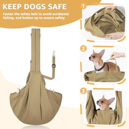SlowTon Dog Carrier Sling - Thick Padded Shoulder Strap Adjustable, Brown M - Image 4