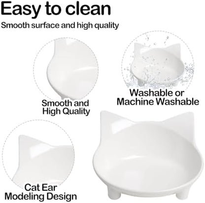 Cat Food & Water Bowls, Shallow Non-Slip Wide Cat Dishes for Whisker Relief - Image 3