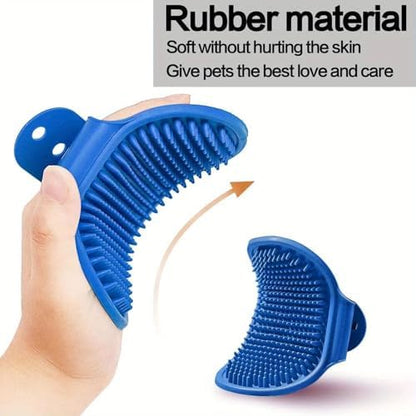 Silicone Pet Grooming Brush for Dogs & Cats – Soft Bath Brush, Gentle Deshedding & Massage Tool, Adjustable Hand Strap, Use Wet or Dry for Short & Long Hair Pets (Blue) - Image 5