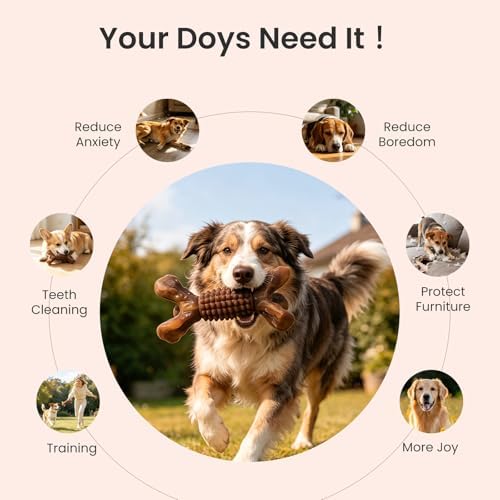 BoYoYo Indestructible Dog Chew Toys for Aggressive Chewers, Tough Dog Toys for Large & Medium Dogs, Dog Chew Bones Long Lasting to Keep Them Busy, Durable Bacon Flavored Toy, Brown - Image 6