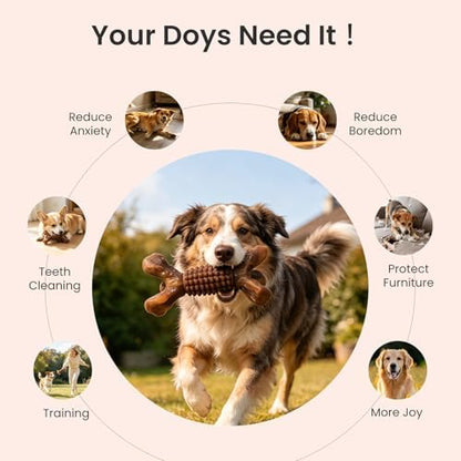 BoYoYo Indestructible Dog Chew Toys for Aggressive Chewers, Tough Dog Toys for Large & Medium Dogs, Dog Chew Bones Long Lasting to Keep Them Busy, Durable Bacon Flavored Toy, Brown - Image 6