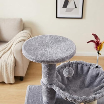 HUITREE 45in Cat Tree Tower with Big Condo for Indoor Cats,Cat Tower with Scratching Post,Scratching Board and Cat Toys,Multi-Level,Small Space,Transformer Cat Tree (338G) - Image 7
