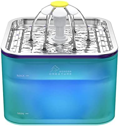 Wonder Creature Crystal Cat Water Fountain Stainless Steel Lid, 101oz/3L by WonderCreature