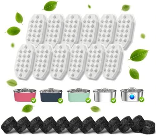32 Pcs Cat Water Fountain Filters,16 Pack Cat Water Fountain Replacement Filters & 16 Pack Pre-Filter Sponges,Pet Fountain Filter Replacement for 3.2L/108oz Stainless Steel Fountain by Unknown
